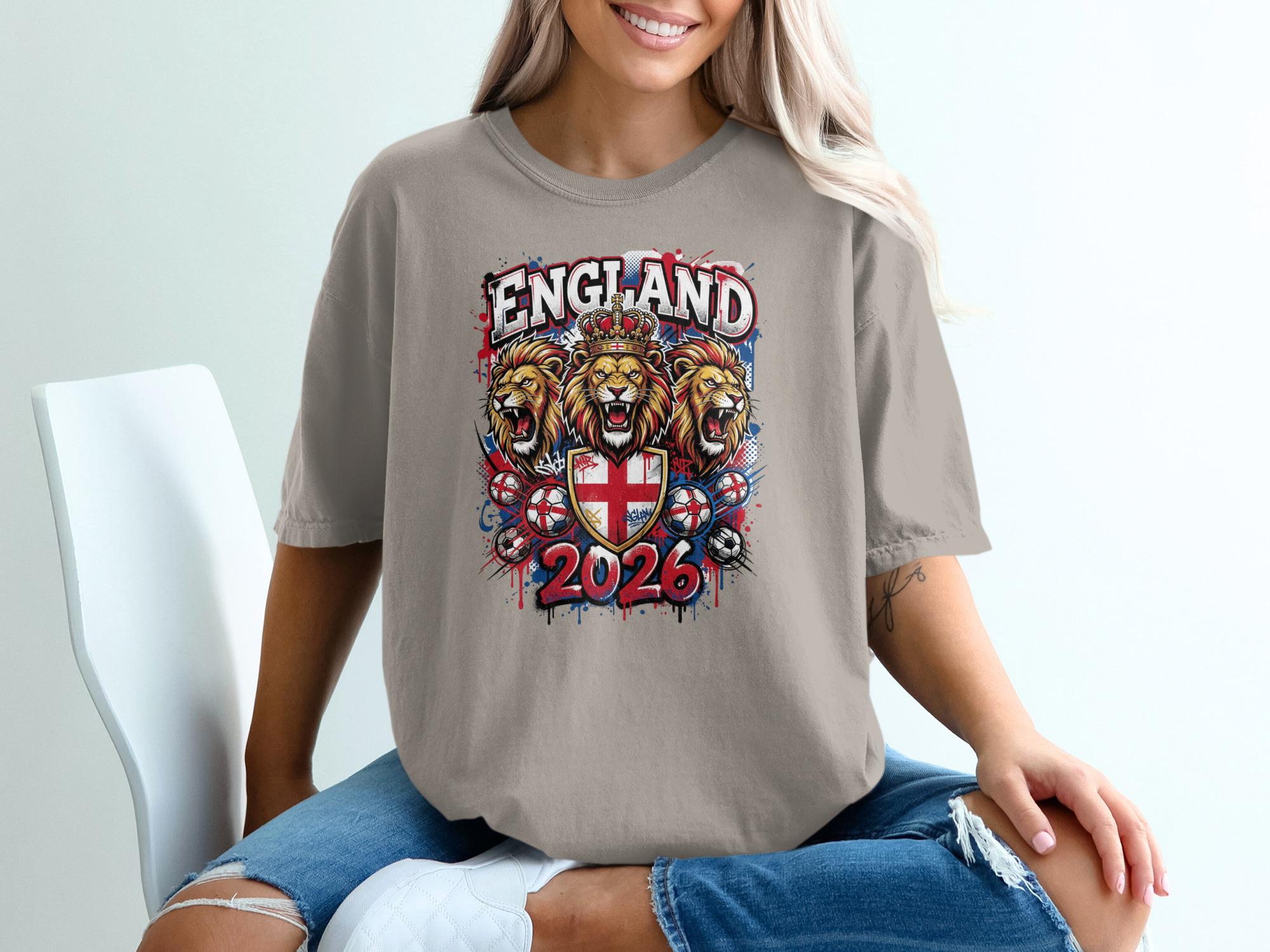 England Football 2026 T-Shirts, Three Lions Crown Soccer Graphic Tee, Patriotic English Fan Gear, World Cup Supporter Top, UEFA Tournament