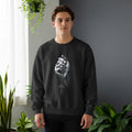 Man wearing black sweatshirt holding rosary beads.