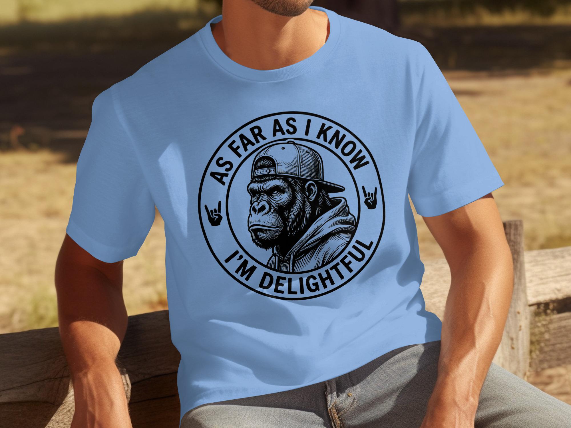 Delightful Gorilla T-Shirts, Funny Primate with Cap and Hoodie Graphic Tee, Sarcastic Quote Animal Lover Gift, Cool Ape Humor Shirt