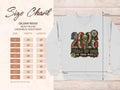 Gildan 18000 sweatshirt size chart with width and length in inches.