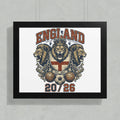 England football crest with lions, shield, and 20/26.