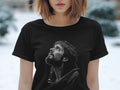 T-shirt with a black and white sketch of Jesus Christ wearing a crown of thorns.
