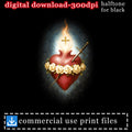 Sacred Heart of Jesus with roses, cross, sword, and text.
