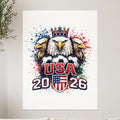 Eagles in crowns with soccer balls, 