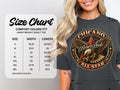 Comfort Colors 1717 heavyweight tee size chart with eagle graphic.