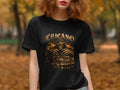 Black t-shirt featuring 