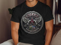 Black t-shirt with a circular Chicano All Star logo featuring eagles and an American flag.