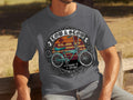 Low & Slow graphic with a turquoise bicycle and palm trees, 