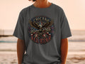 Chicano Brown Pride All Star eagle emblem graphic t-shirt design.