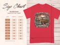 Red Gildan 5000 Heavy Cotton T-shirt size chart and 