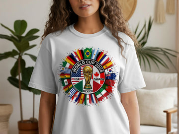 World Cup 2026 T-Shirt, USA Canada Mexico Flags Football Tee