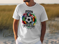 White t-shirt with 2026 World Cup logo featuring flags in a circle around a soccer ball.