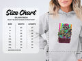 Gildan 18500 hooded sweatshirt size chart with raccoon graphic and 