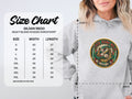 Gildan 18500 size chart for hooded sweatshirts, showing width and length measurements in inches.