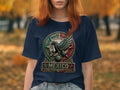 Dark navy t-shirt featuring a detailed Mexican eagle emblem and 