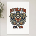 England Football Association crest with lions, footballs, and 
