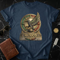 Navy t-shirt with a circular Mexican eagle emblem.