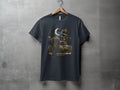 Dark t-shirt with a graveyard scene, skeleton, and classic car graphic.