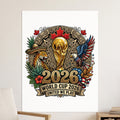 World Cup 2026 United We Play trophy with eagle, jaguar, and maple leaves.