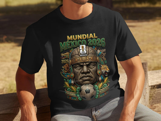 Mundial Mexico 2026 T-Shirts, FIFA World Cup Mexico, Aztec Mayan Indigenous Football Fan Apparel, Ancient Culture Soccer Shirt, Jaguar Stone