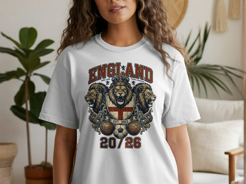 England Three Lions Retro Crest T-Shirt, Vintage Soccer Fan Apparel Est 1863