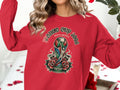 Red sweatshirt with 