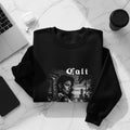 Black sweatshirt with woman and 