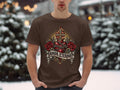 Brown t-shirt with a Sacred Heart design and 