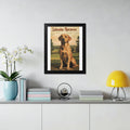Labrador Retriever framed artwork with a dog sitting in a field.