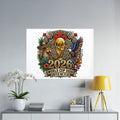 2026 World Cup logo with trophy, jaguar, eagle, and patriotic motifs.