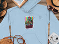 Light blue hoodie with a 