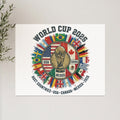 World Cup 2026 logo with host countries USA, Canada, and Mexico flags.