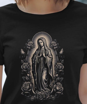 Our Lady of Guadalupe T-Shirt, Virgin Mary Rose Design, Catholic Apparel, Devotional Tee