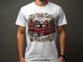 Red lowrider truck graphic with flames and 