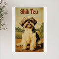 Shih Tzu dog sitting outdoors with 