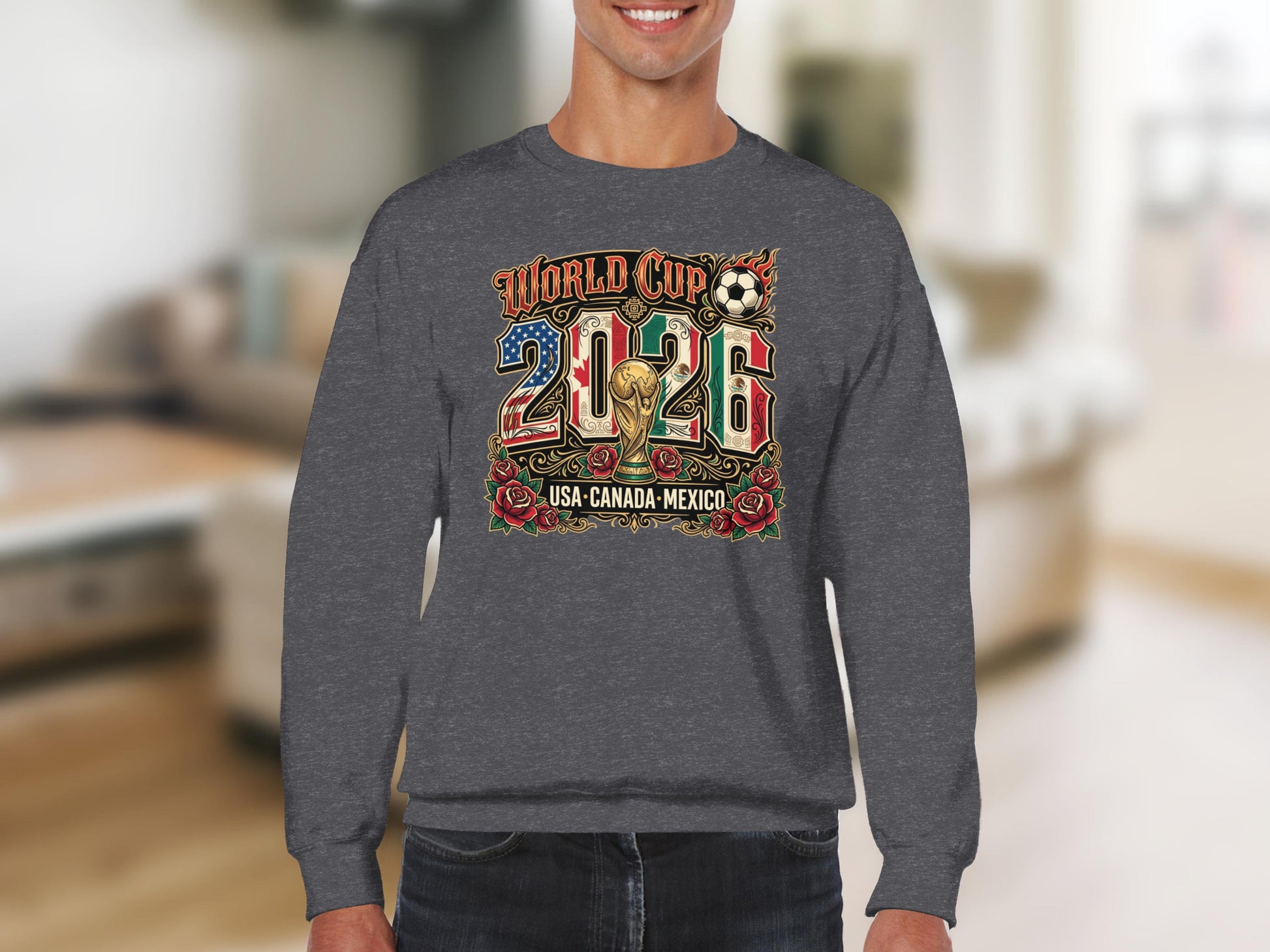 2026 World Cup USA Canada Mexico graphic sweatshirt.