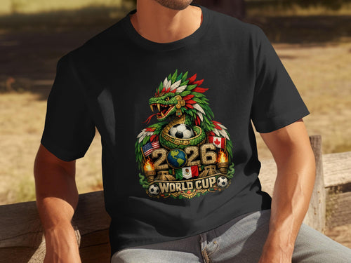 2026 World Cup Quetzalcoatl T-Shirts, USA Canada Mexico Soccer Fan Tee, Aztec Serpent Football Art, North American Tournament Gift