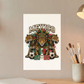 Jaguar heads with Mexican flag soccer balls and 