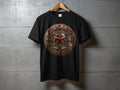 Black t-shirt with a circular 