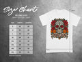 Gildan 5000 t-shirt size chart with dimensions and 