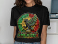 Black t-shirt with a detailed, circular Mexican eagle emblem and 