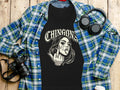Black t-shirt with woman graphic and 