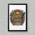 2026 World Cup logo featuring trophies, eagle, jaguar, and national symbols.