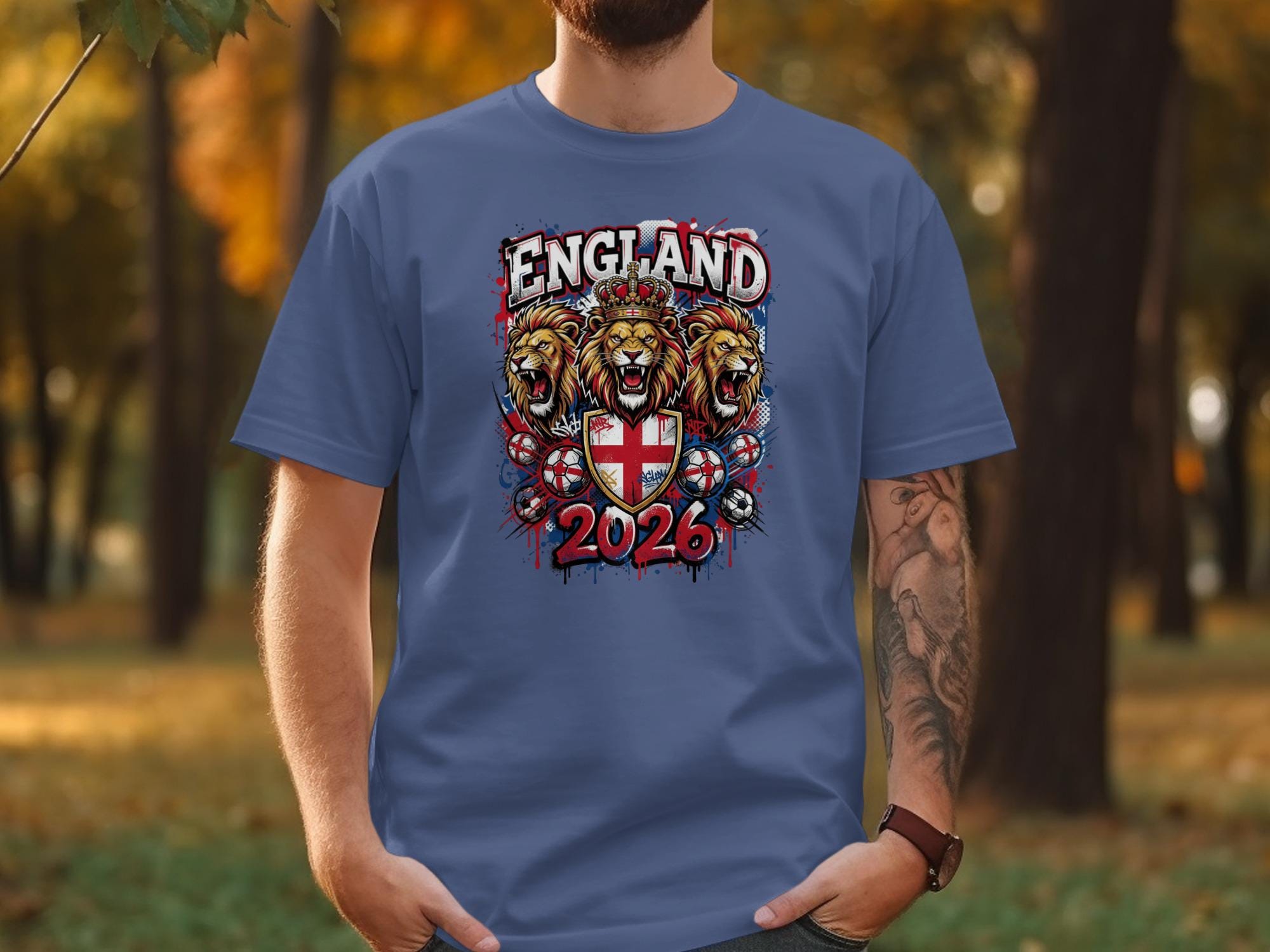 England Football 2026 T-Shirts, Three Lions Crown Soccer Graphic Tee, Patriotic English Fan Gear, World Cup Supporter Top, UEFA Tournament