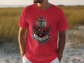 Red t-shirt with Sacred Heart design and 