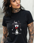 Woman in hat holding a red rose, 