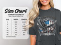 Comfort Colors 1717 size chart for heavyweight adult tees, with eagle graphic.