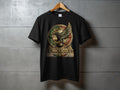 Black t-shirt with a circular Mexican eagle emblem and 