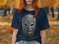 Navy t-shirt with a detailed silver lucha libre mask featuring Mexico text.
