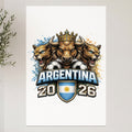 Argentina 2026 logo with bull and lions wearing crowns.